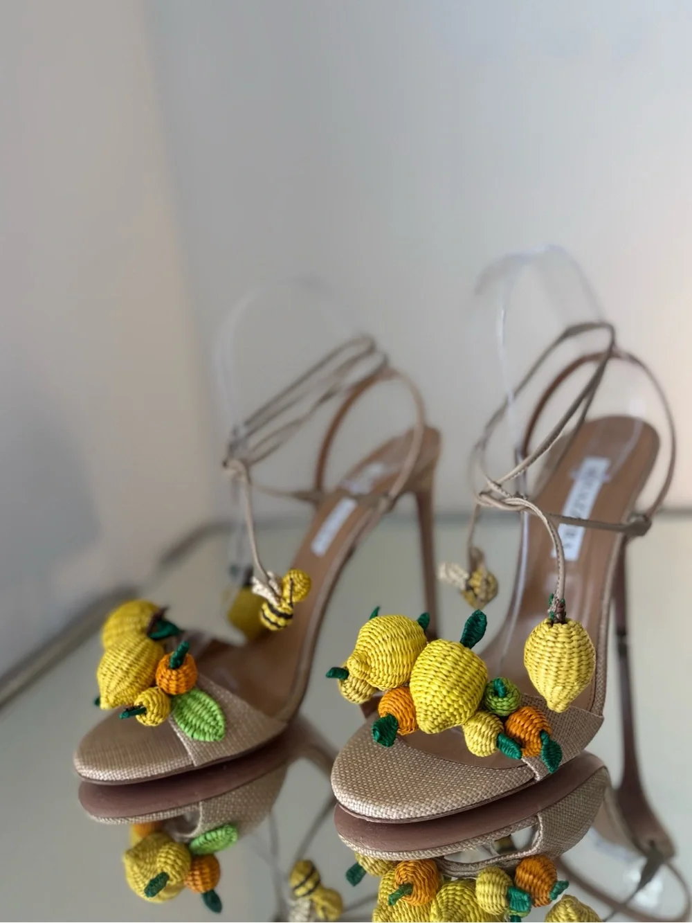 Like New Aquazzura Citrus Punch Sandals 105mm 38 $1,150